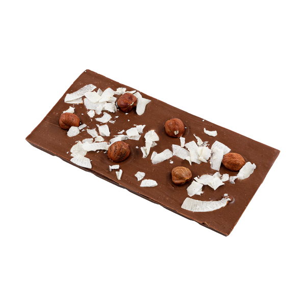 Mliečna čokoláda tabuľková s kokosom a lieskovcami