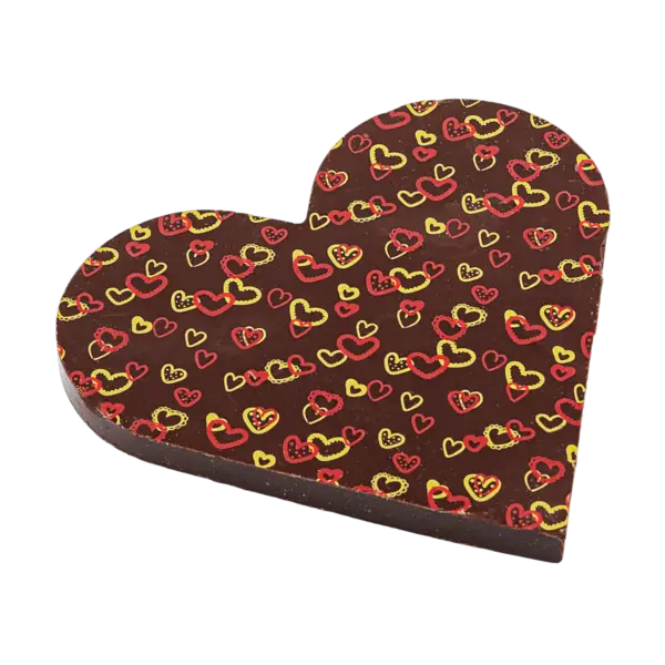 Horká čokoláda v tvare srdca so vzorom I Love You