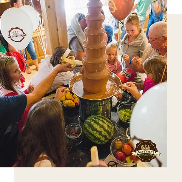 čokoládové fondue a narodeninová oslava