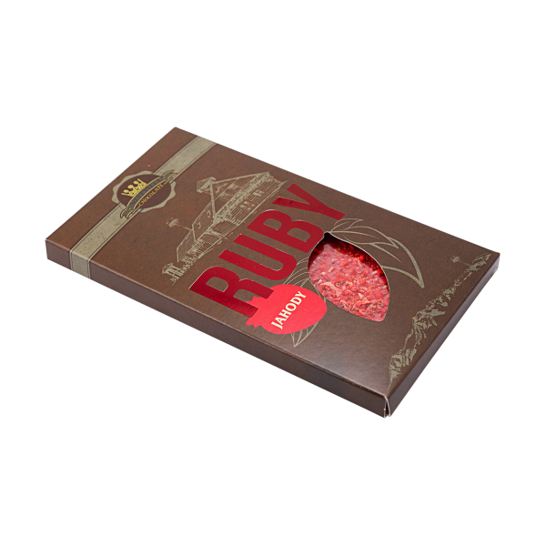 Tabuľková ruby čokoláda s jahodovým posypom